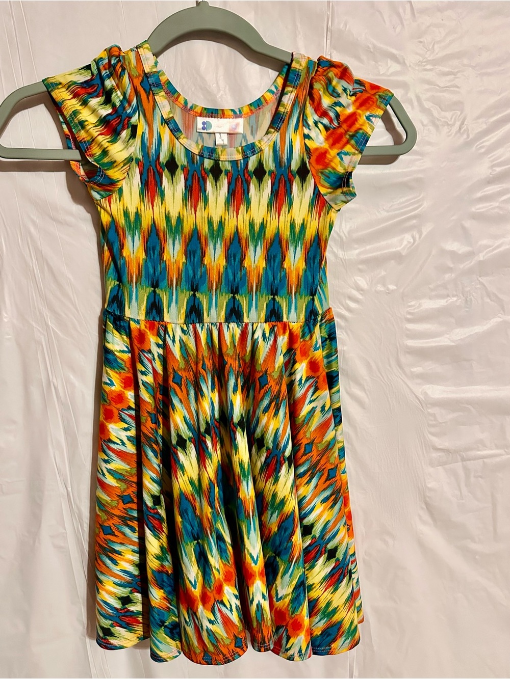 LulaRoe Bright Multicolor Girls' Knit Dress - Vibrant Pattern